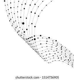Vector Abstract Shape Wireframe, Black Lines Isolated on White Background, Design Element Template, Connected Dots.
