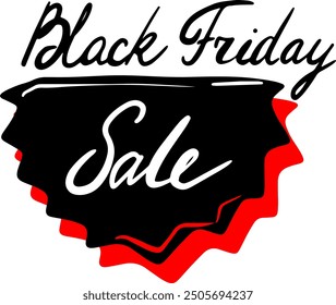 Vector abstracto dibujado a mano Anuncio de etiqueta de publicidad de Black Friday con texto de venta