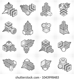 Vector abstract shapes collection.