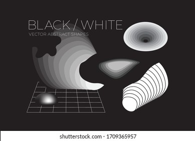 Vector Abstract Shapes Collection Of Geometric Objects Based On Smooth Transition Distortion Blend 3d Effects Monochrome Gradients And Other Effects