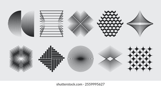 Vector abstract shapes collection made with minimalist geometric forms and graphics elements for poster, cover, art, presentation, prints, fabric, wallpaper and etc.