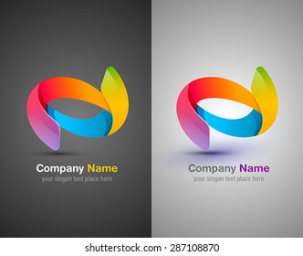 Vector abstract shapes. Colorful design template. Ribbon shapes. Dynamic style logo