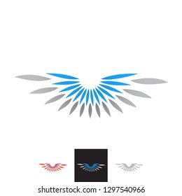 Vector Abstract Shapes Feathered Wings Spread Logo. Professional Corporate Identity Branding.