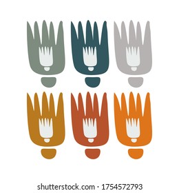 Vector abstract shapes hand-drawn. Modern minimalist art, botanical elements, stylish trend colors. Textile design, print for t-shirts, cards, business cards, mood boards and calendars