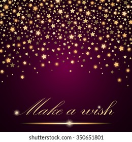 Vector abstract shining falling stars on pink ambient background. Luxury design. Vector illustration