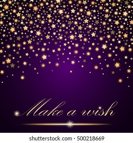 Vector abstract shining falling stars on violet ambient background. Luxury design. Vector illustration