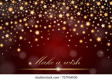 Vector abstract shining falling stars on red ambient background. Luxury design. Vector illustration
