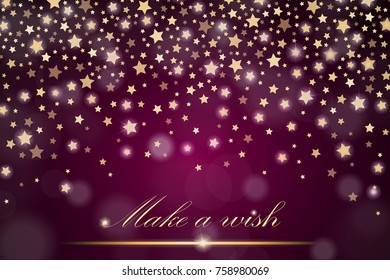 Vector abstract shining falling stars on pink ambient background. Luxury design. Vector illustration