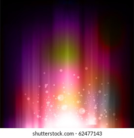 Vector abstract shiny background for design with bright glow and blur rays.