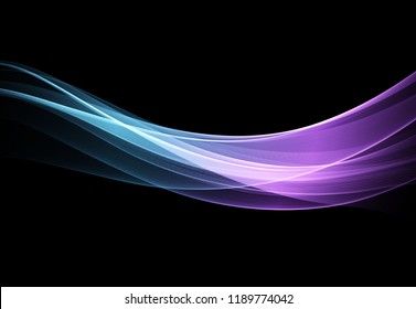 Vector Abstract shiny color blue wave design element on dark background. Science or technology design