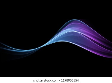Vector Abstract shiny color blue wave design element on dark background. Science or technology design