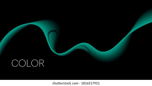 Vector Abstract shiny color blue wave design element on dark background. Science or technology design.
