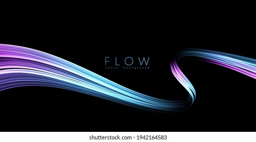 Vector Abstract shiny color blue wave design element on dark background. Science design