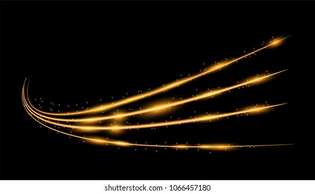 Vector Abstract shiny color gold wave design element with glitter effect