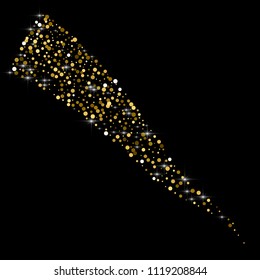 Vector Abstract shiny color gold design with glitter effect on dark background.