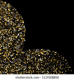Vector Abstract shiny color gold design with glitter effect on dark background.