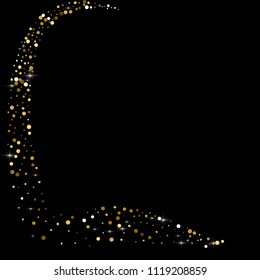Vector Abstract shiny color gold design with glitter effect on dark background.