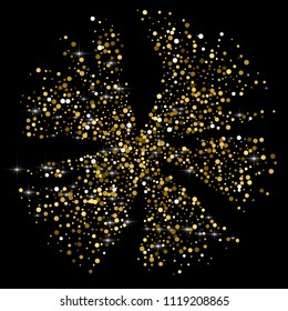 Vector Abstract shiny color gold design with glitter effect on dark background.