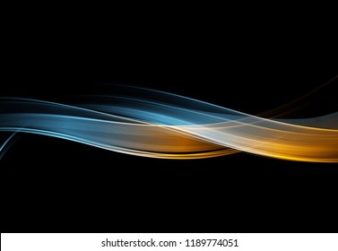 Vector Abstract shiny color gold wave design element on dark background. Science or technology design