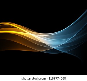 Vector Abstract shiny color gold wave design element on dark background. Science or technology design