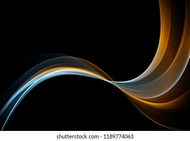 Vector Abstract shiny color gold wave design element on dark background. Science or technology design