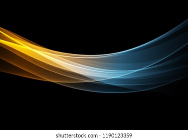 Vector Abstract shiny color gold wave design element on dark background. Science or technology design