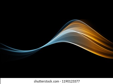 Vector Abstract shiny color gold wave design element on dark background. Science or technology design