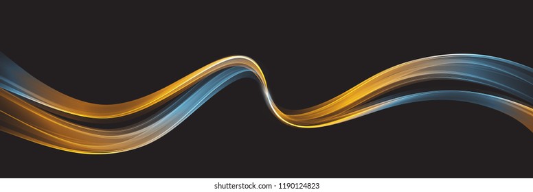 Vector Abstract shiny color gold wave design element on dark background. Science or technology design
