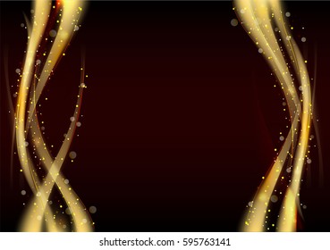 Vector Abstract shiny color gold wave design element with glitter effect on dark background. gold wave of shiny