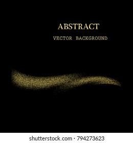 Vector Abstract shiny color gold wave design element with glitter effect on dark background. Vector illustration.
