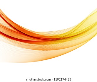 Vector Abstract shiny color orange wave design element on white background. Science or technology design