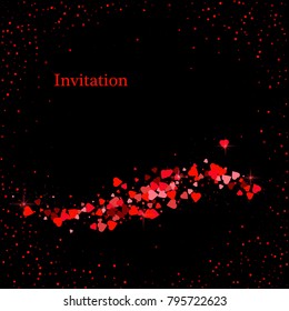 Vector Abstract shiny color red wave design element with glitter effect on dark background