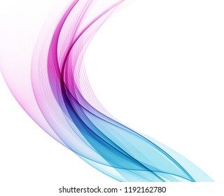 Vector Abstract shiny color wave design element on white background. Science or technology design