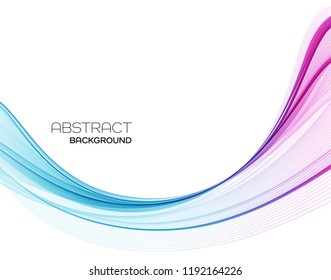 Vector Abstract shiny color wave design element on white background. Science or technology design