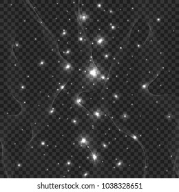 Vector abstract shiny elements. Vector design element with glitter effect on dark background. Glowing background technology. Vector fog. Transparent smoke effect.