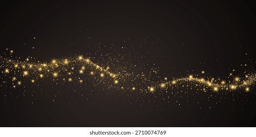 Elemento de diseño Brillante Oro Brillante Abstractas de Vector. Polvo de brillo dorado y estrellas. El rastro del brillo. Para el año Nuevo, feliz Navidad, cumpleaños y Boda tarjeta de felicitación e invitación. Fondo de lujo
