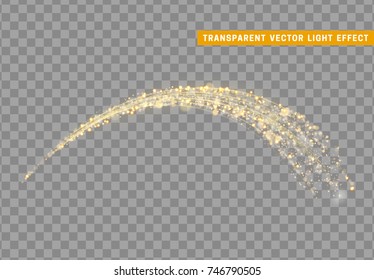 Vector abstract shiny light effect. Stardust golden glitter. Sparkle star dust vector illustration. 