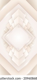 Vector abstract shiny luxury paper cut background with art deco frame, golden lines and copy space. Premium layered 3D realistic retro geometric template of invitation, banner or card