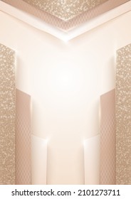 Vector abstract shiny luxury paper cut background in art deco style with glitter, golden lines and copy space. A4, A3 premium layered 3D realistic geometric template of invitation, banner or card