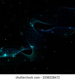 Vector abstract shiny neon elements. Vector design element with glitter effect on dark background. Abstract background technology. Vector digital design. Transparent  smoke effect.