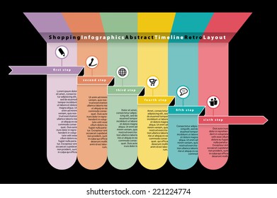 vector abstract shopping timeline infographic with icons