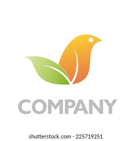 vector abstract sign bird on branch
