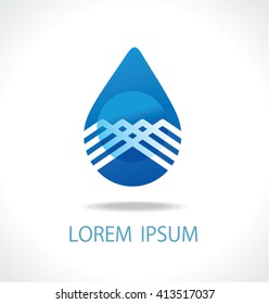 Vector abstract sign Crystal Water drop. 

