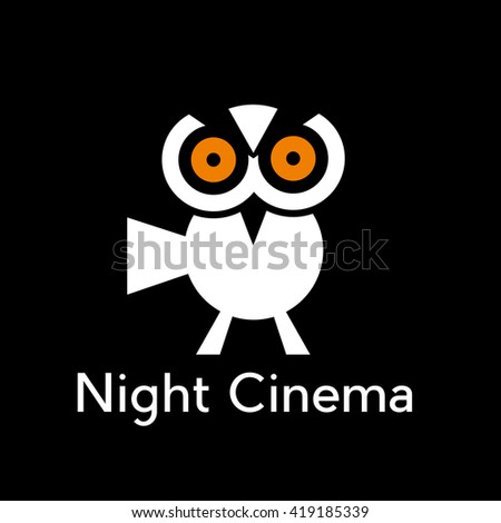 Vector abstract sign night cinema with owl