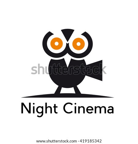 Vector abstract sign night cinema with owl