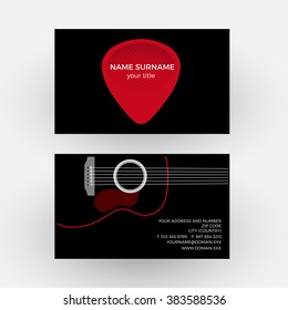 Vector abstract sign plectrum and guitar. Guitarist business card