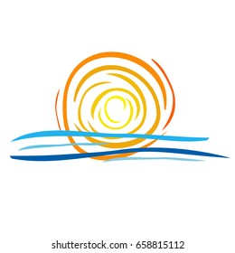 Vector abstract sign the sun and the sea. Summer concept