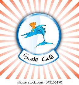 vector abstract sign sushi shop logo fresh fish cooking design