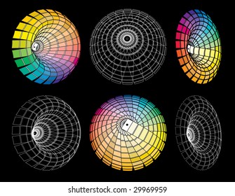 vector abstract signs, colorfull and wireframe