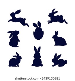 Vector abstract silhouettes of rabbits. Happy Easter.